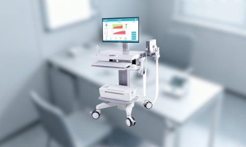 內(nèi)分泌科醫(yī)生使用超聲骨密度儀檢測